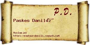 Paskes Daniló névjegykártya